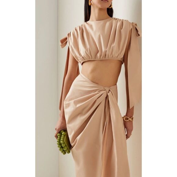 NWT Andrea lyamah Women's Halima Cropped Top in Nude Size Medium MSRP 195 - Picture 3 of 5